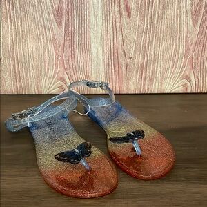 New Betsy Johnson Women’s Keilani Glitter Sequin Butterfly Multi Jelly Sandals